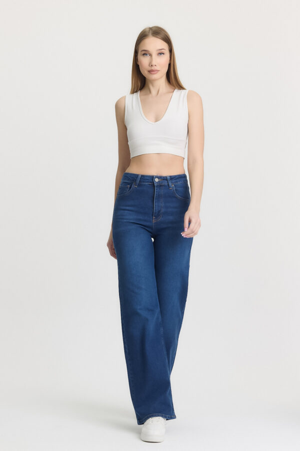 M-46 BLUE Wide-Leg High-Waist Jeans