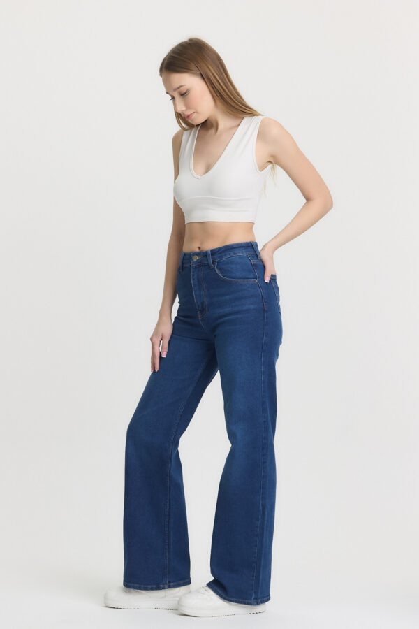 M-46 BLUE Wide-Leg High-Waist Jeans