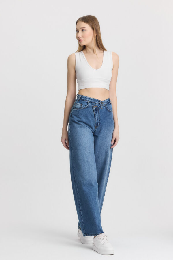 M-49 BLUE Crossover Wide Leg Jeans