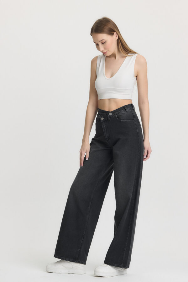 M-49 BLACK Crossover Wide Leg Jeans