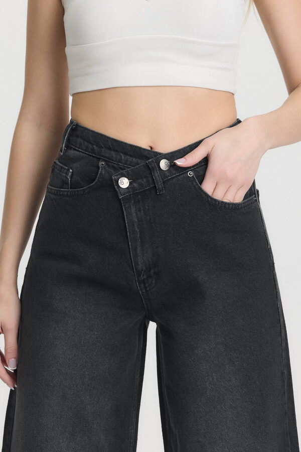 M-49 BLACK Crossover Wide Leg Jeans