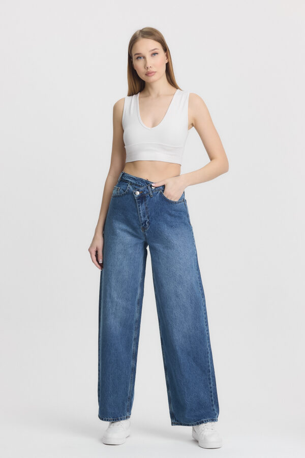 M-49 BLUE Crossover Wide Leg Jeans