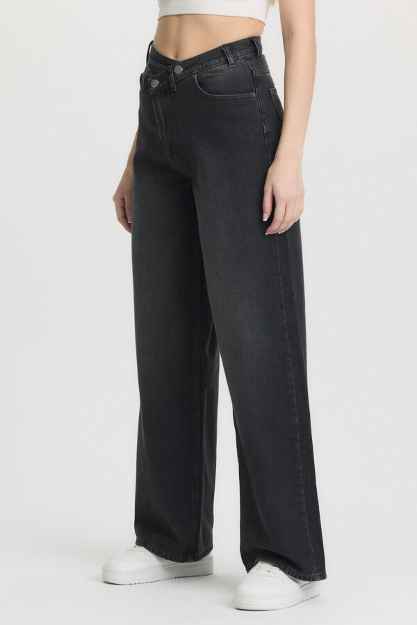 M-49 BLACK Crossover Wide Leg Jeans