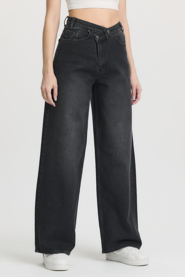 M-49 BLACK Crossover Wide Leg Jeans