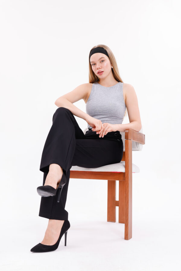 P-219  Wide-Leg Pants With Buttons Design - Side Zipper