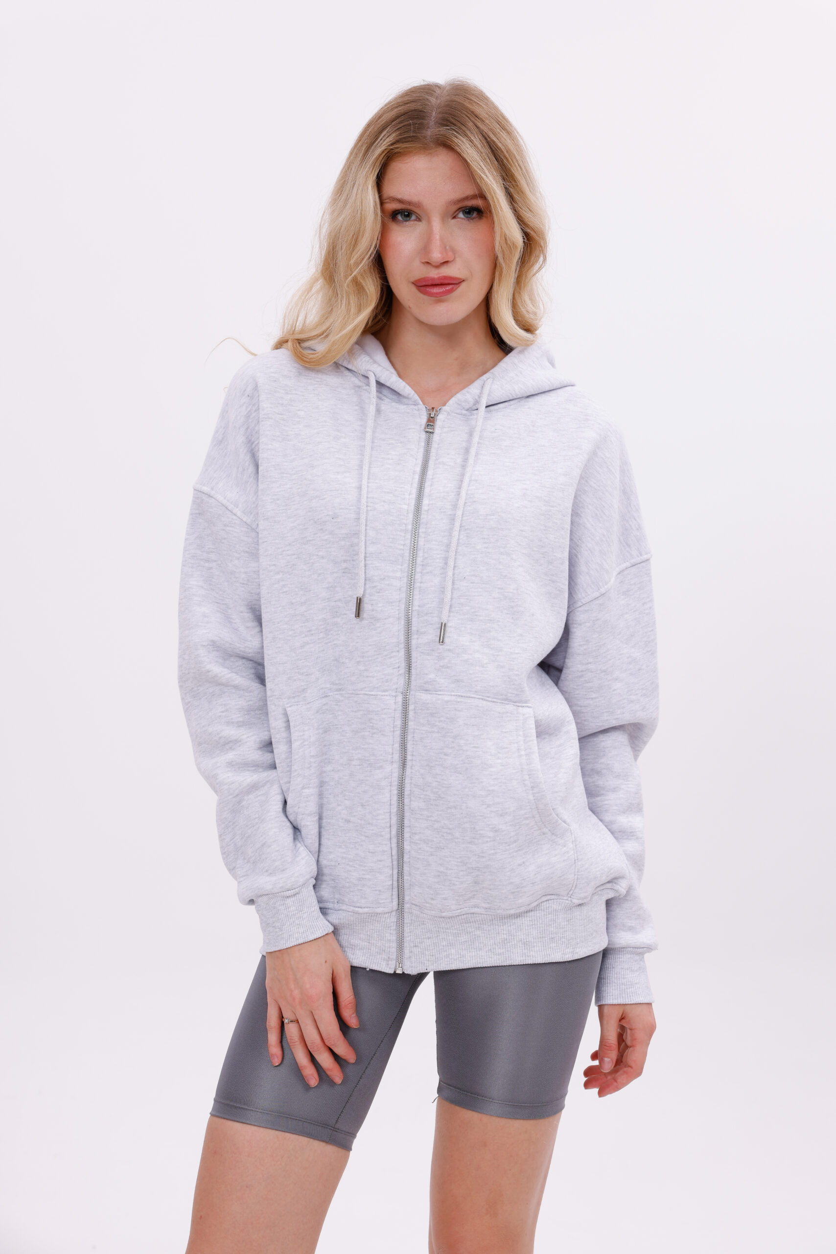 (GRAY) Zip-Up Hoodie
