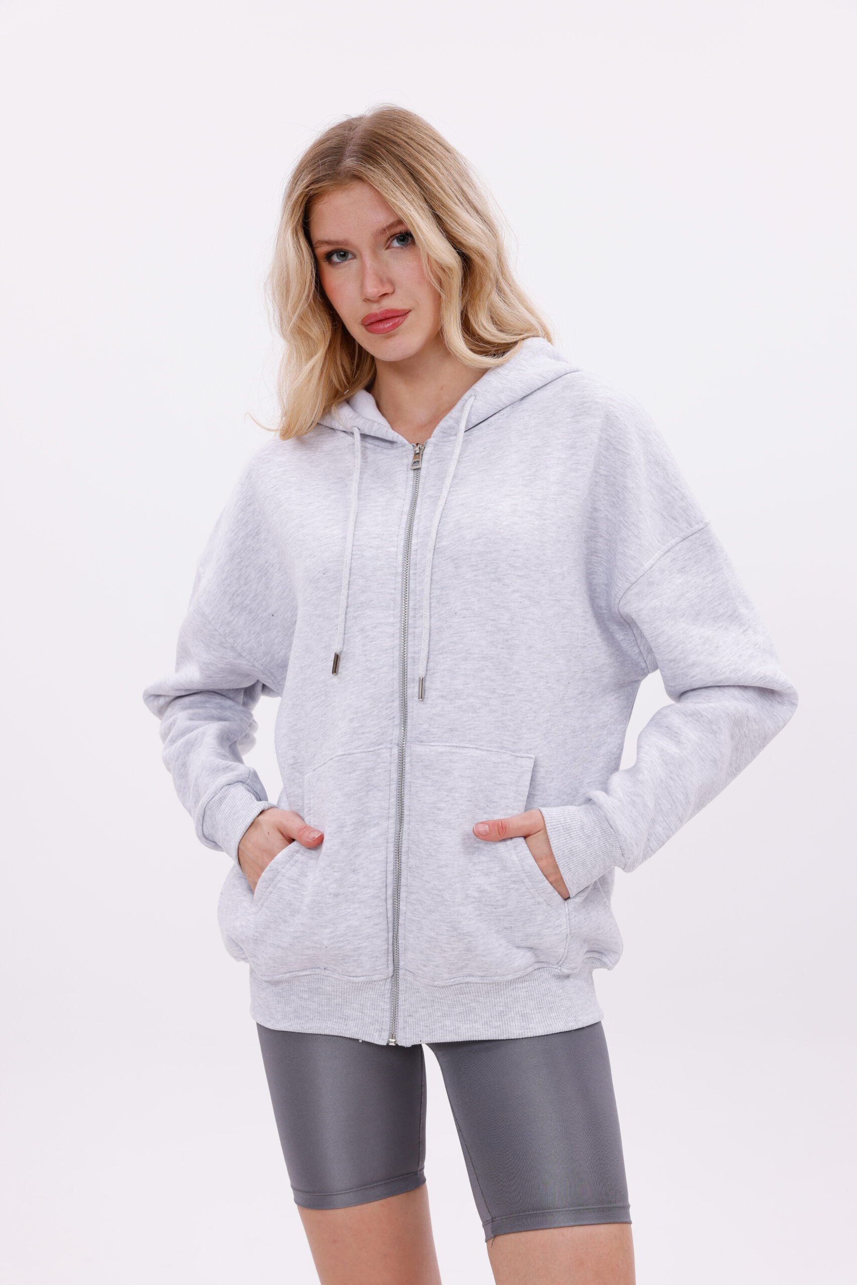 (GRAY) Zip-Up Hoodie