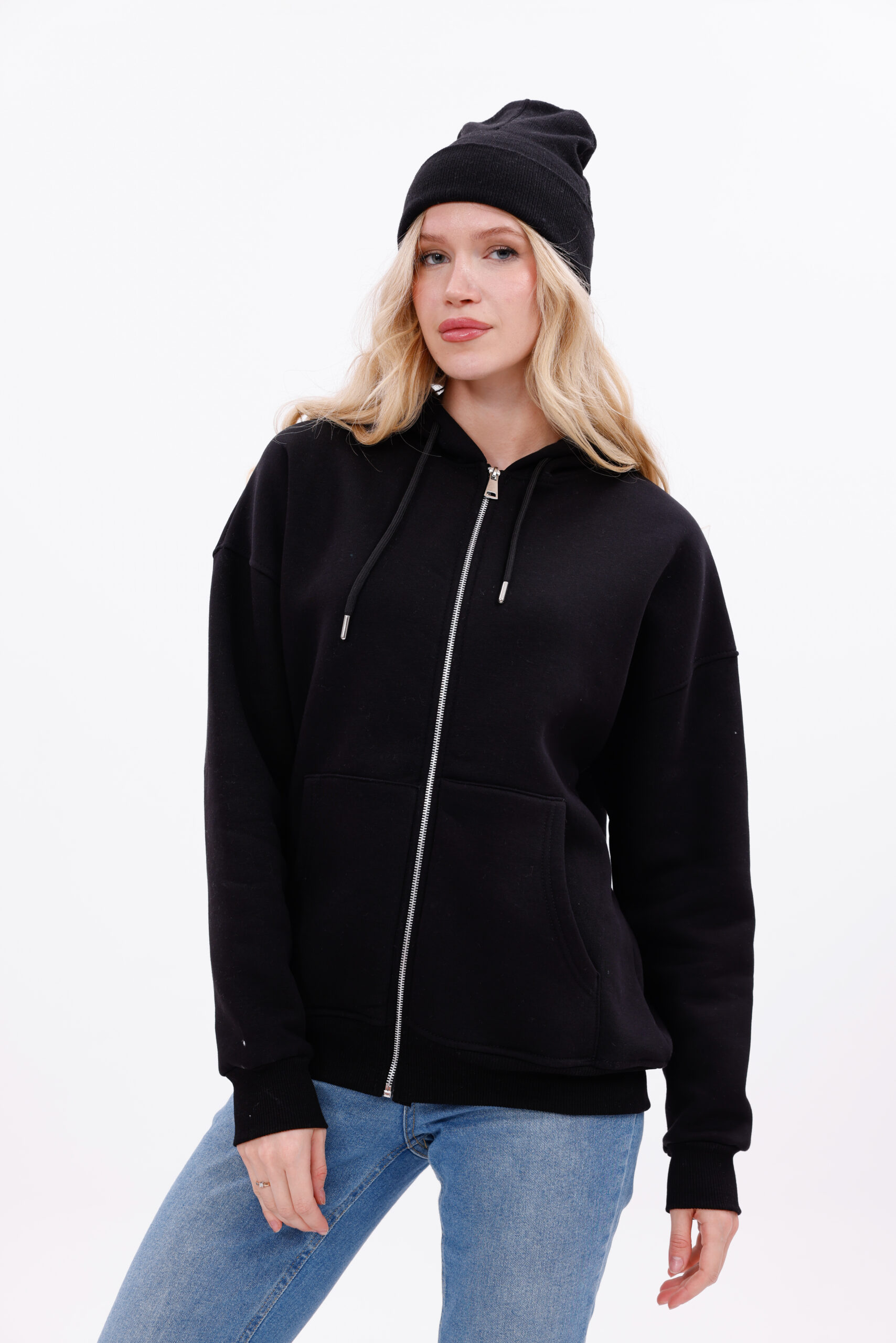 (BLACK) Zip-Up Hoodie