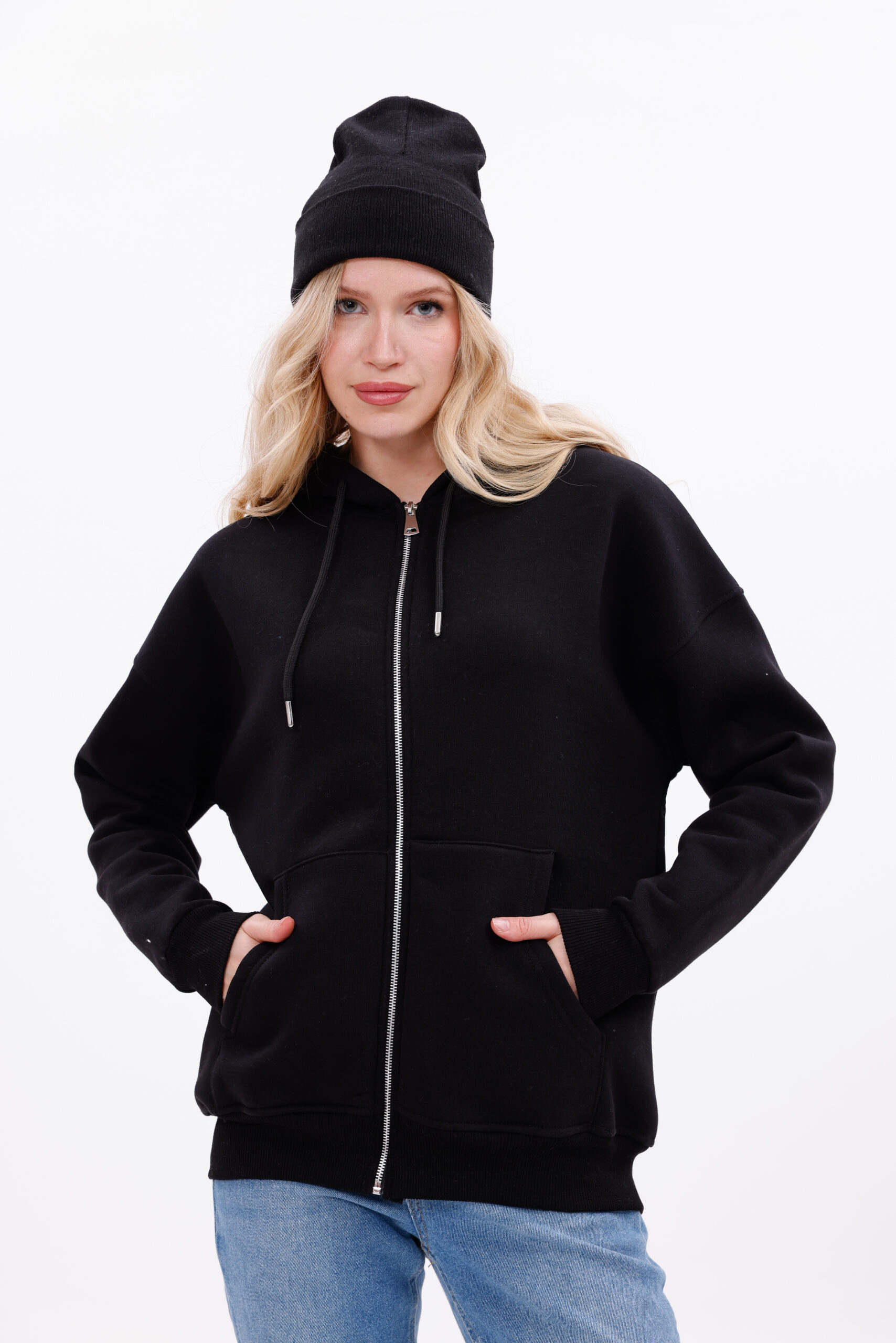 (BLACK) Zip-Up Hoodie