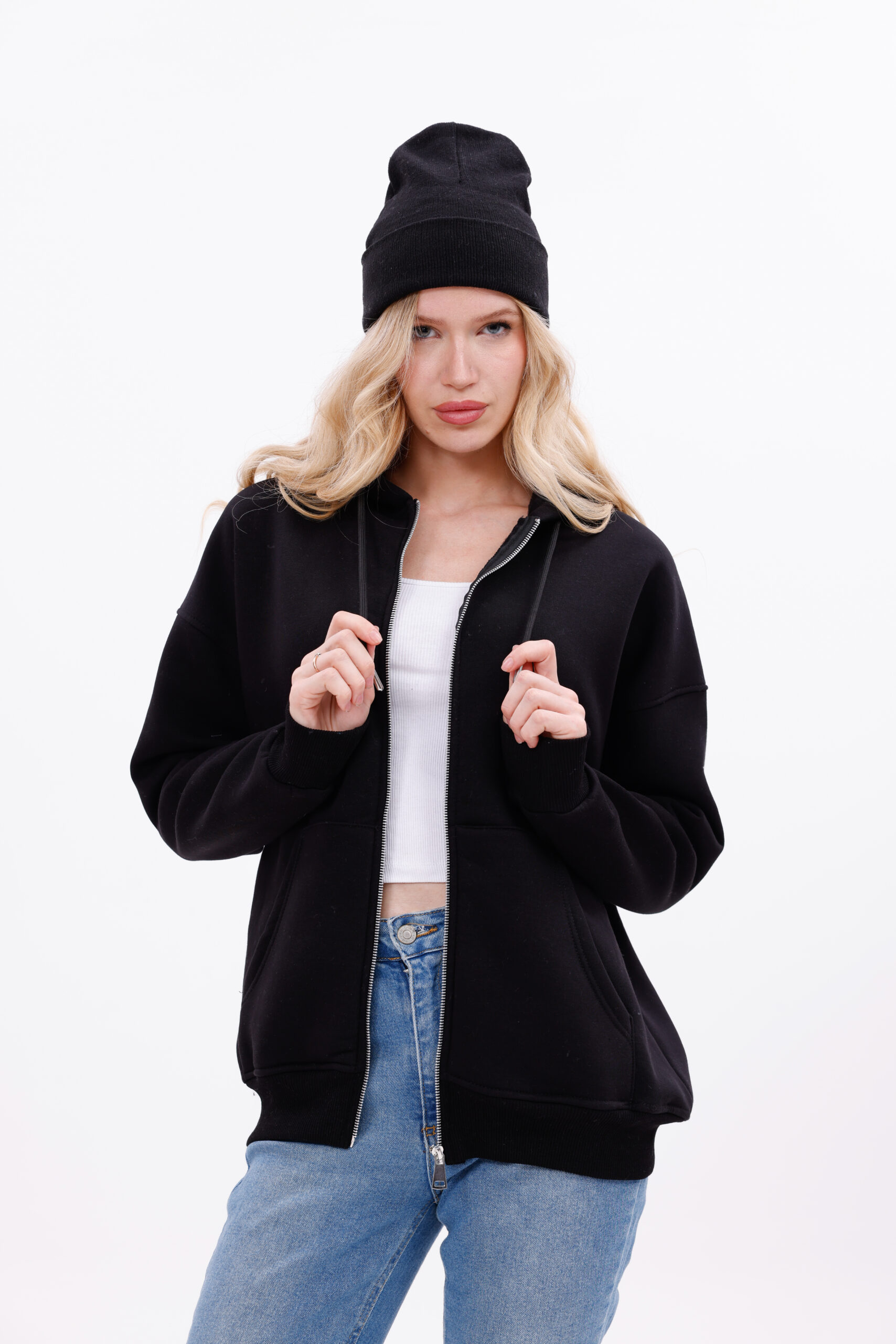 (BLACK) Zip-Up Hoodie