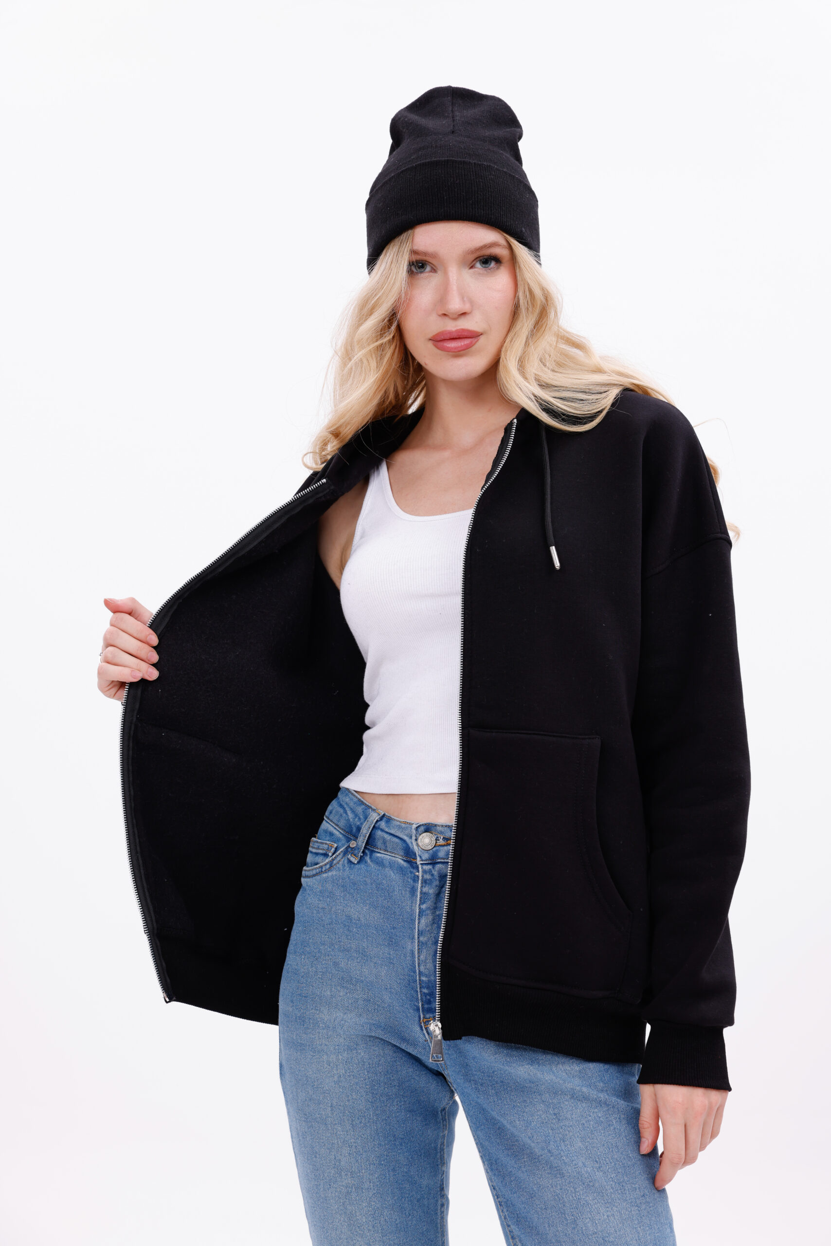 (BLACK) Zip-Up Hoodie