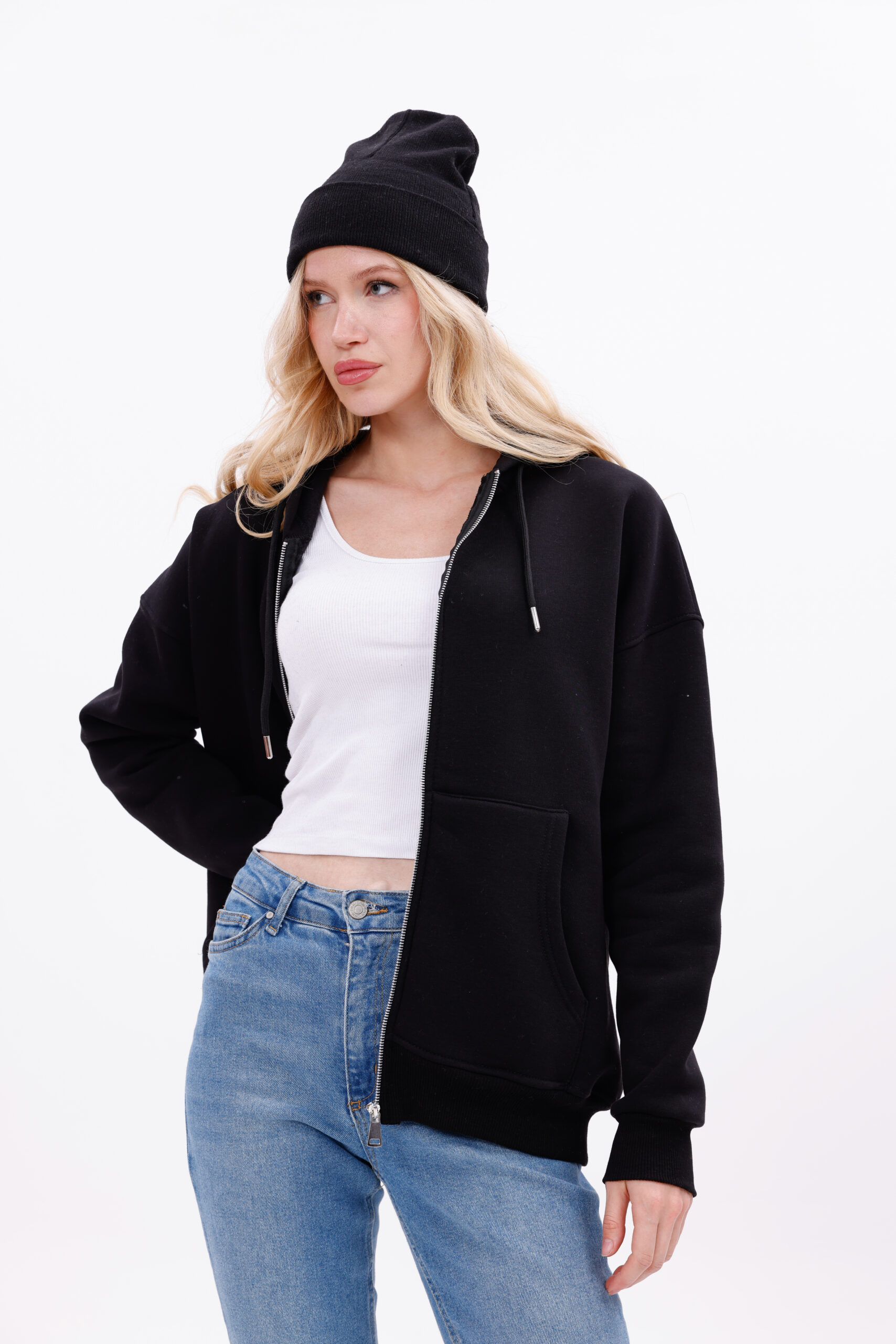 (BLACK) Zip-Up Hoodie