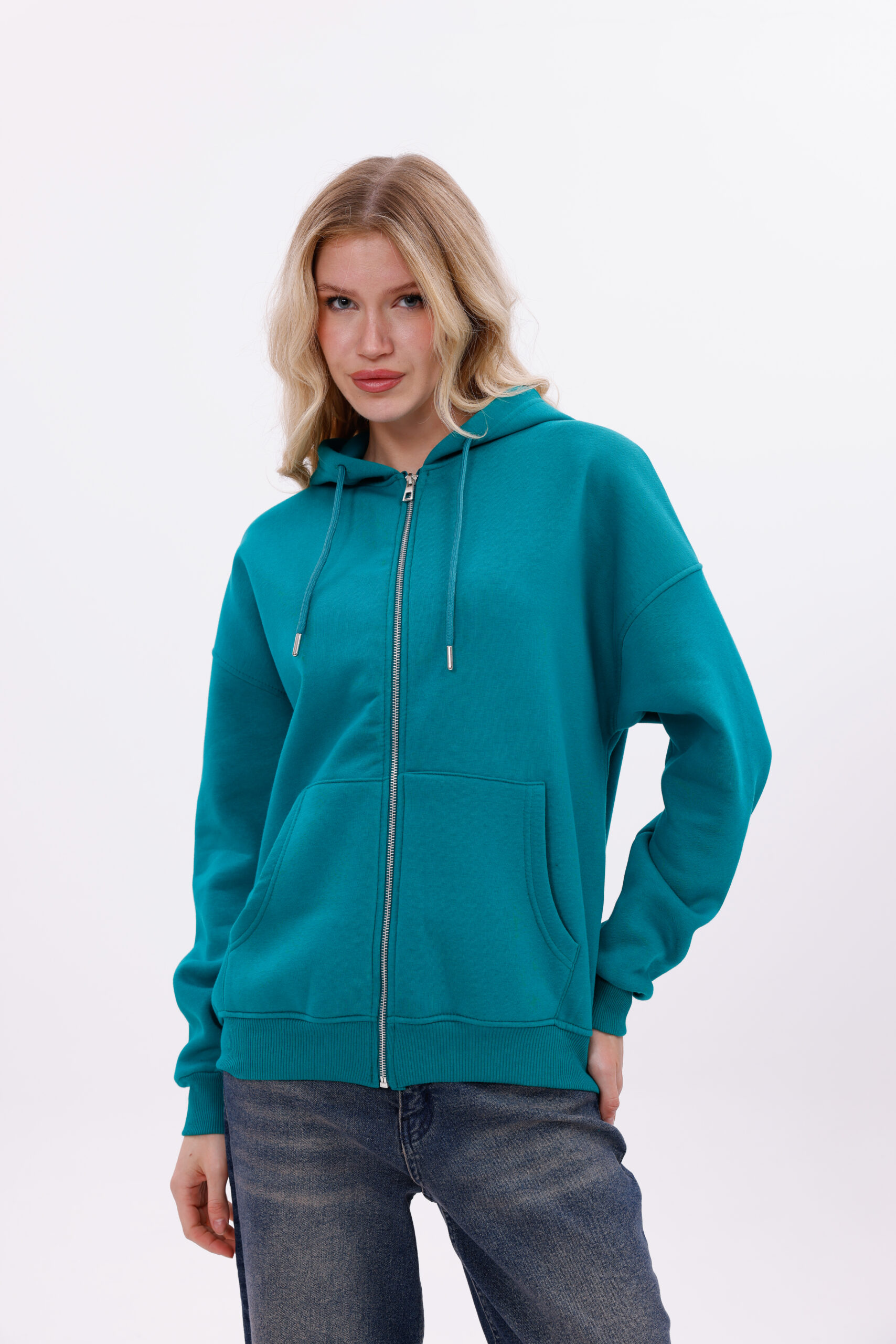 (GREEN) Zip-Up Hoodie