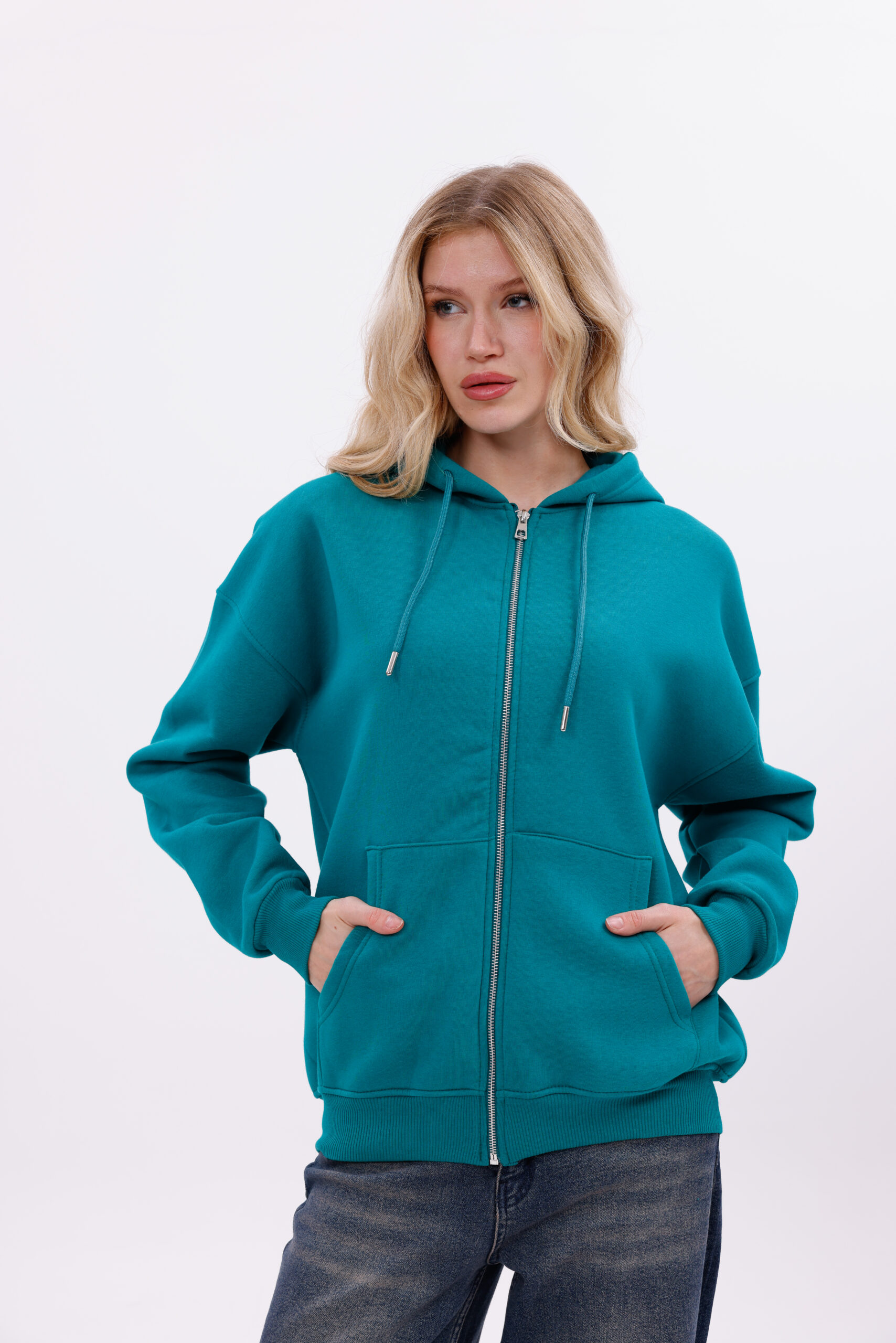 (GREEN) Zip-Up Hoodie