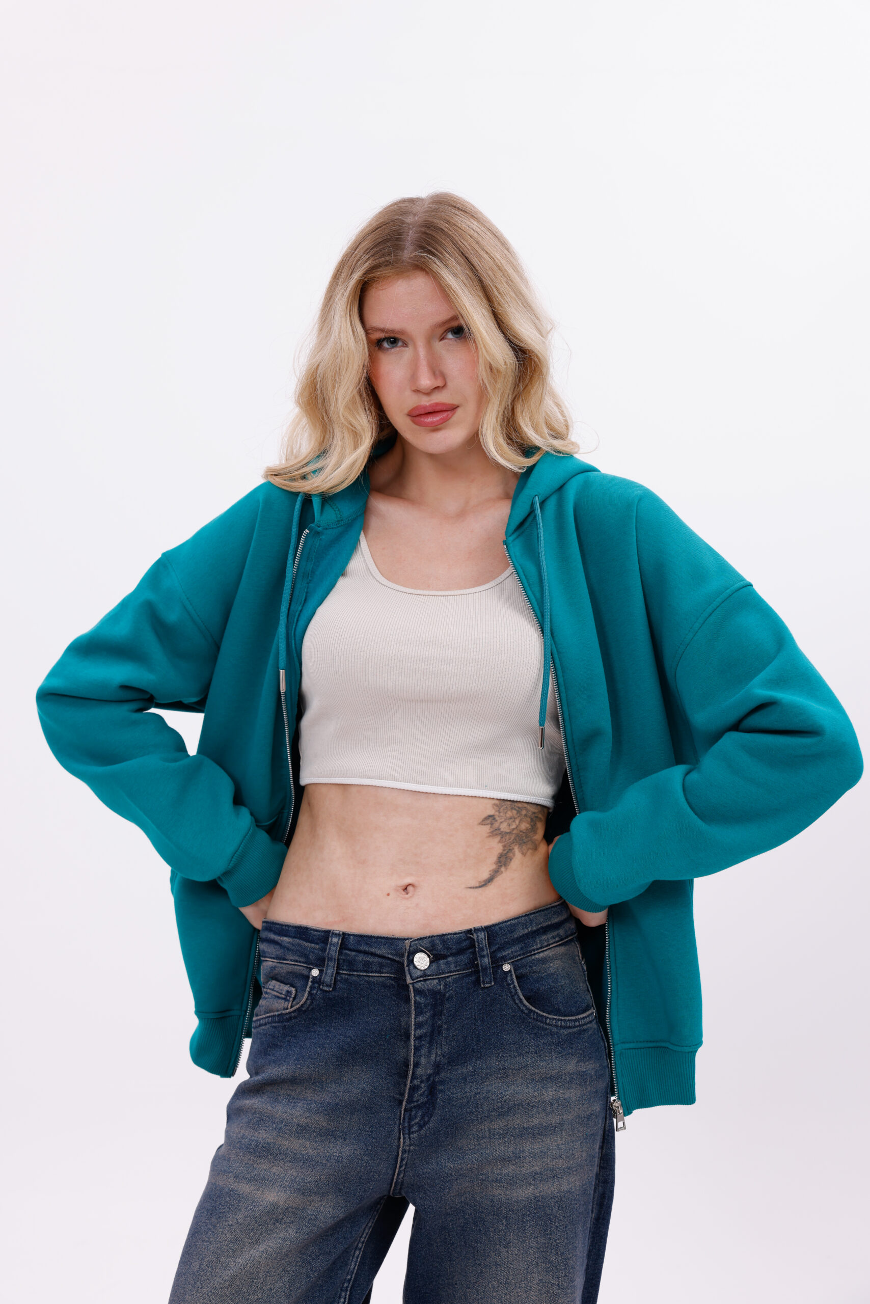 (GREEN) Zip-Up Hoodie