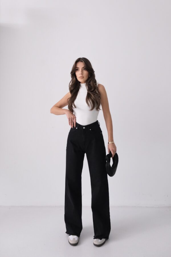 M-51 BLACK Wide-Leg High-Waist Jeans - Pineapple Jeans Shop