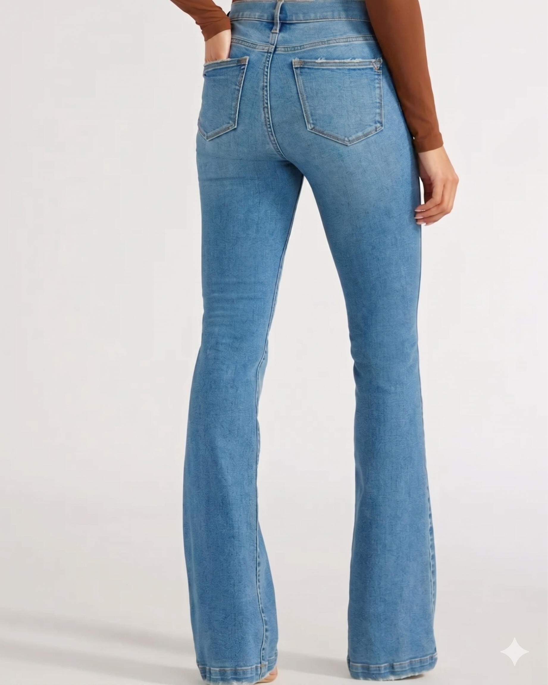 BLUE-Women's and Women's Plus Flare High Rise Jeans