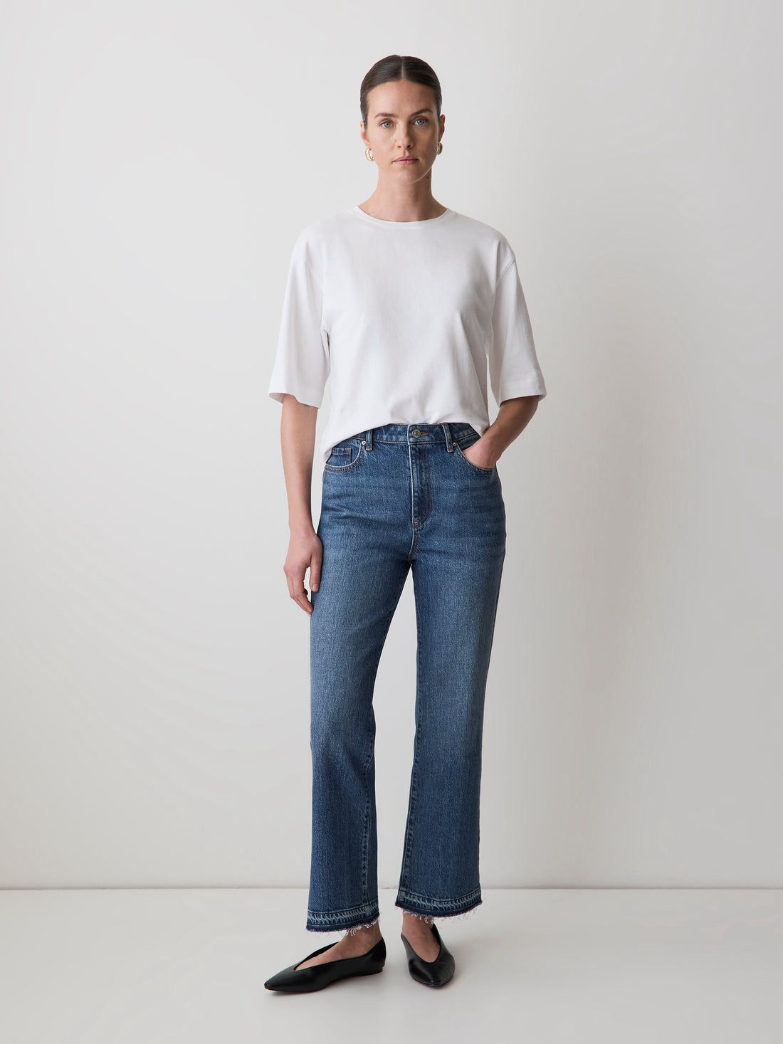 Women's Cropped Bootcut High Rise Stretch Denim Jeans